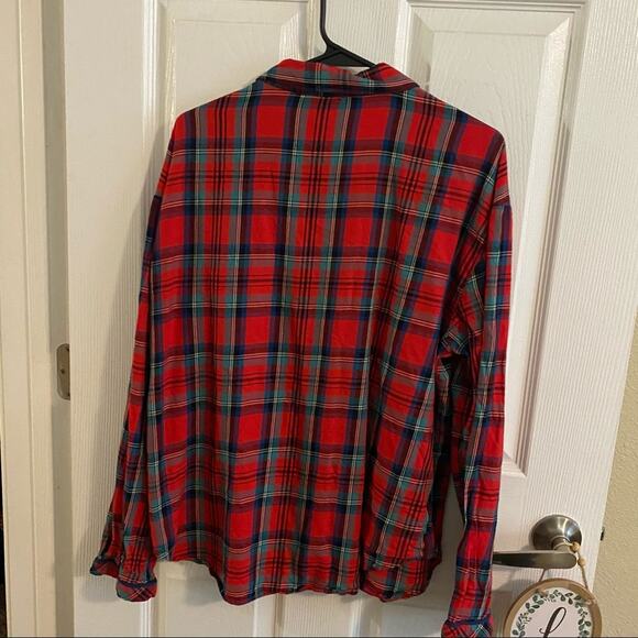 Victoria’s Secret Red Plaid Button Down Sleep Shirt Women's Size Large "Dream" - Picture 8 of 8